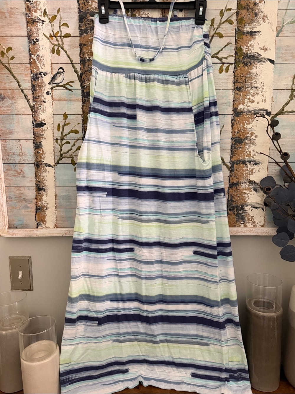 Blue and Green Striped Swim Coverup